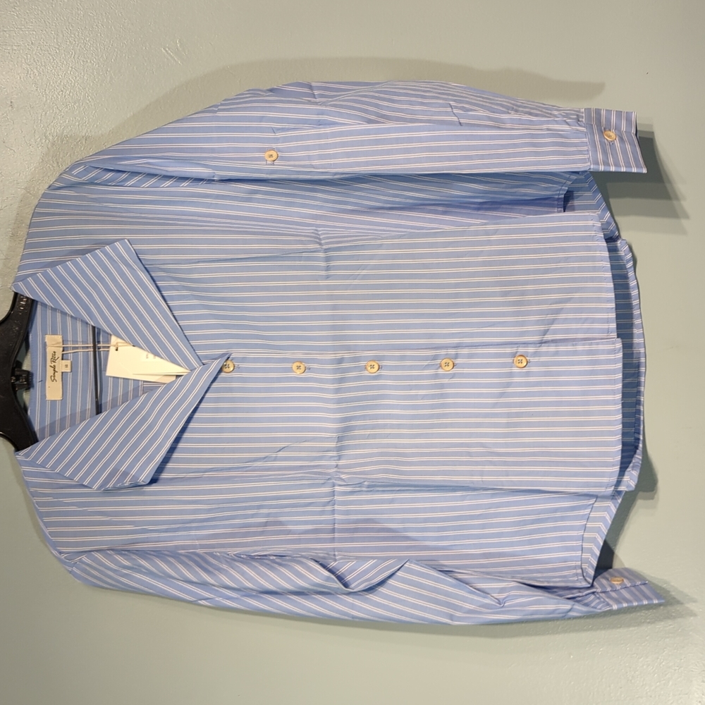 Simple Retro blue striped shirt size xs